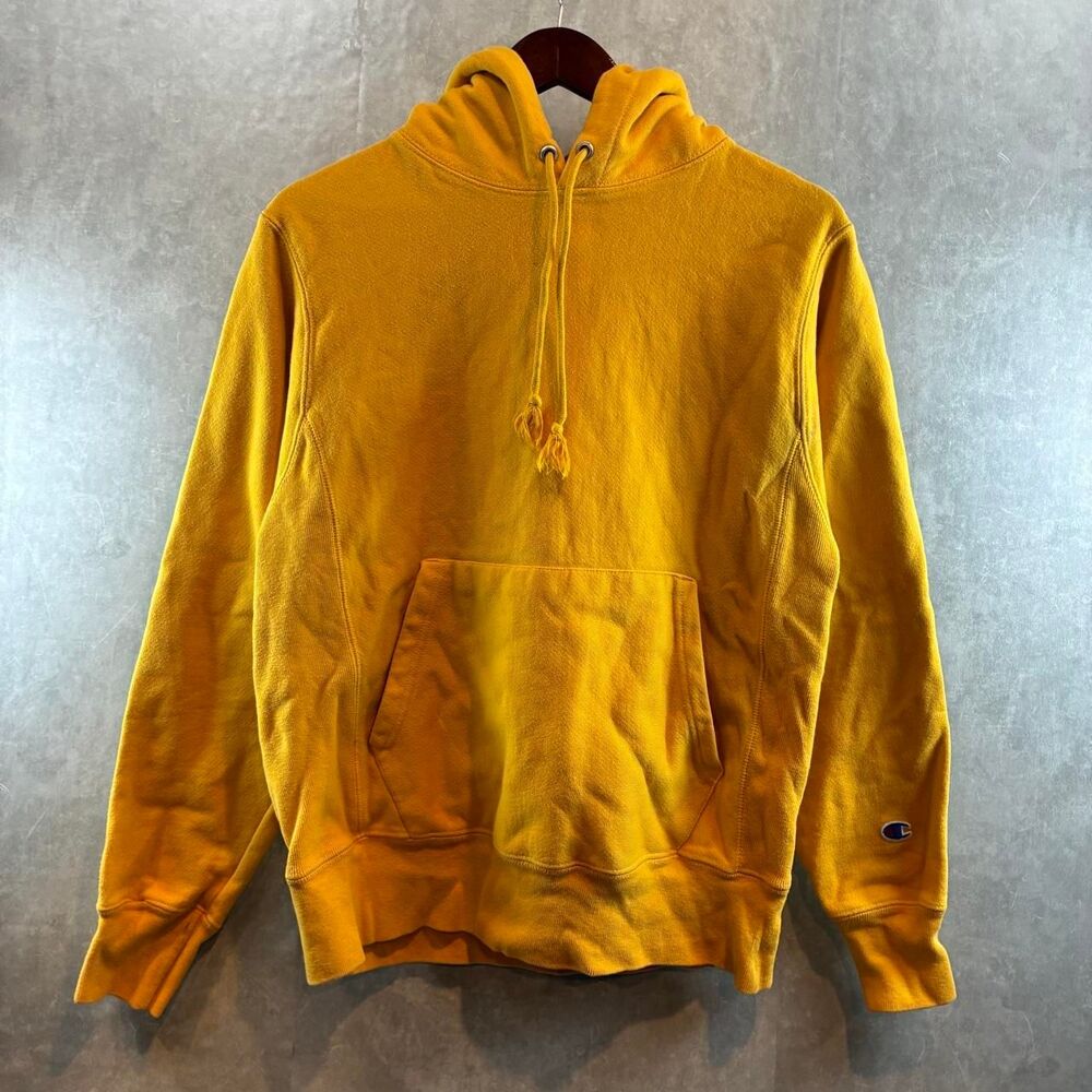 Champion Men's Yellow and Orange Hoodie